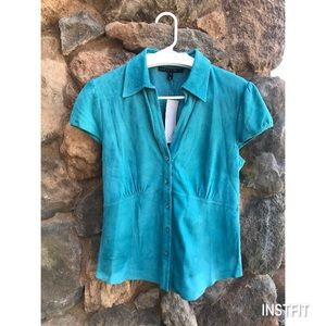 Lafayette 148 Genuine Leather Suede Career Top